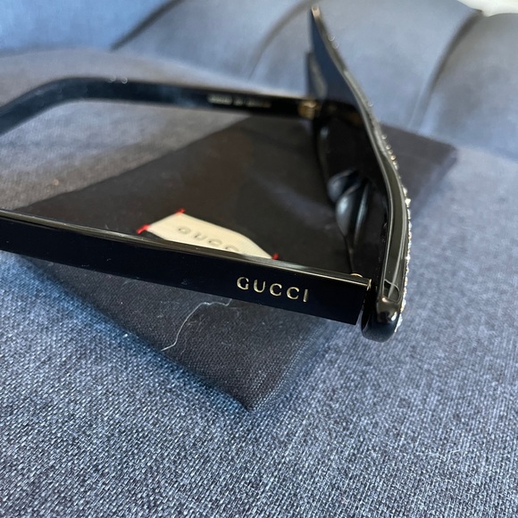Gucci - Rectangular Angle Acetate Sunglasses with Crystals - Turtle - Eyewear - Picture 4 of 7